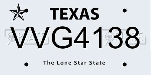 VVG4138 Texas License Plate