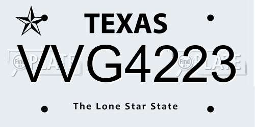 VVG4223 Texas License Plate