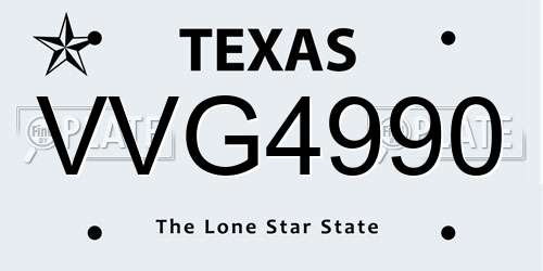 VVG4990 Texas License Plate