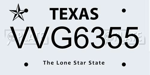 VVG6355 Texas License Plate