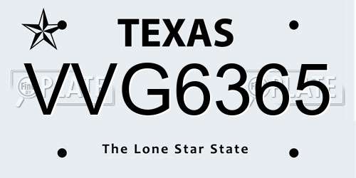 VVG6365 Texas License Plate