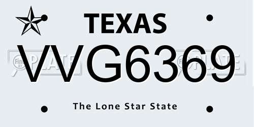 VVG6369 Texas License Plate