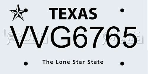 VVG6765 Texas License Plate