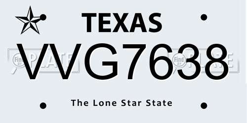 VVG7638 Texas License Plate