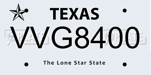 VVG8400 Texas License Plate