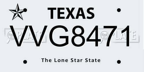 VVG8471 Texas License Plate