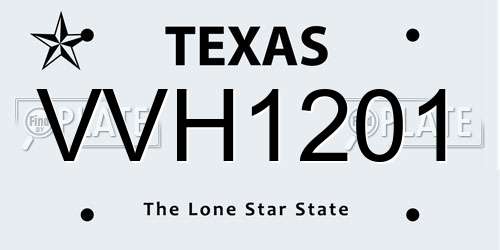 VVH1201 Texas License Plate