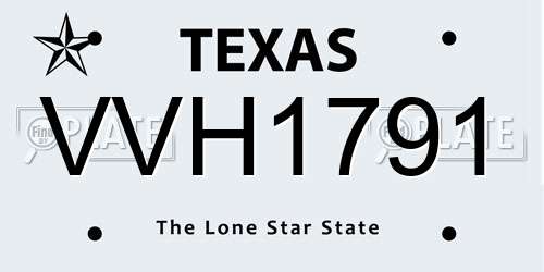 VVH1791 Texas License Plate