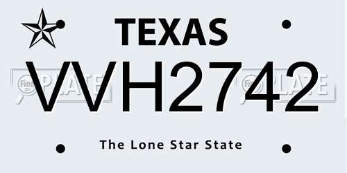 VVH2742 Texas License Plate