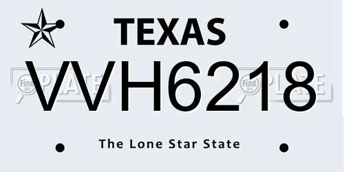 VVH6218 Texas License Plate