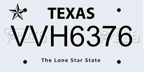 VVH6376 Texas License Plate