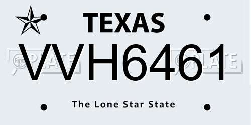 VVH6461 Texas License Plate
