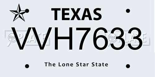 VVH7633 Texas License Plate
