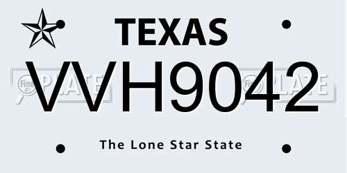 VVH9042 Texas License Plate
