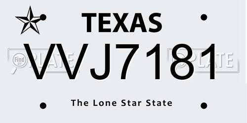 VVJ7181 Texas License Plate
