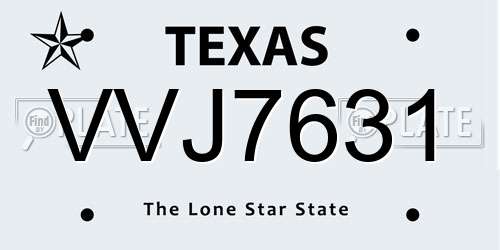VVJ7631 Texas License Plate