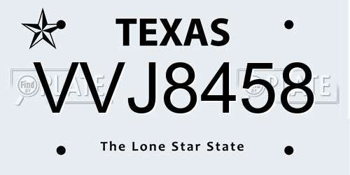 VVJ8458 Texas License Plate