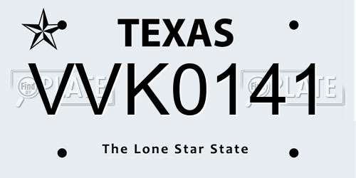 VVK0141 Texas License Plate