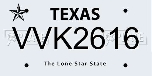 VVK2616 Texas License Plate