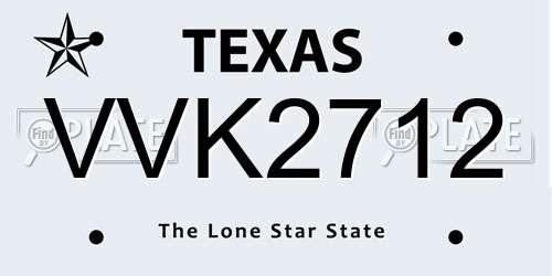 VVK2712 Texas License Plate