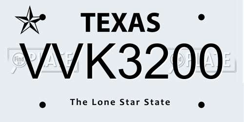 VVK3200 Texas License Plate