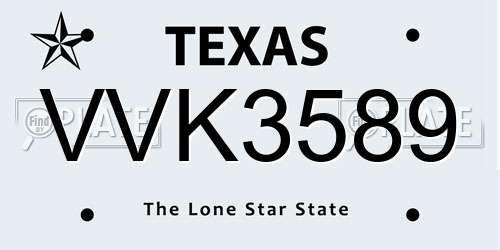 VVK3589 Texas License Plate