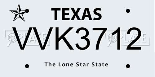 VVK3712 Texas License Plate