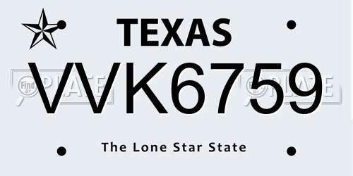 VVK6759 Texas License Plate