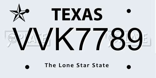 VVK7789 Texas License Plate