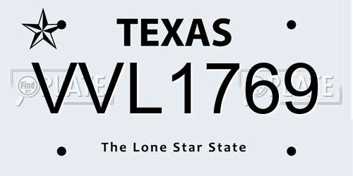 VVL1769 Texas License Plate