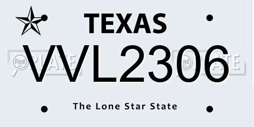 VVL2306 Texas License Plate