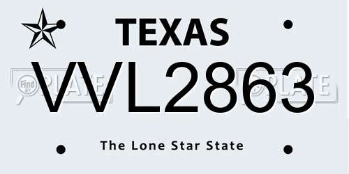 VVL2863 Texas License Plate