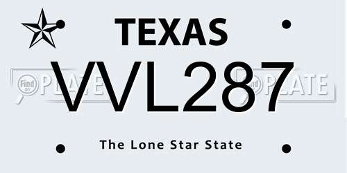 VVL287 Texas License Plate