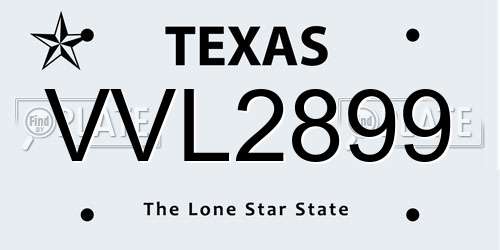 VVL2899 Texas License Plate