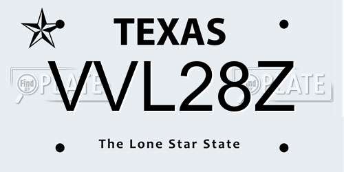 VVL28Z Texas License Plate