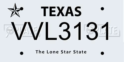 VVL3131 Texas License Plate