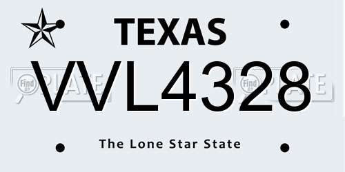 VVL4328 Texas License Plate
