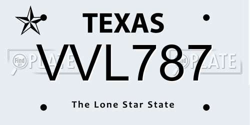 VVL787 Texas License Plate