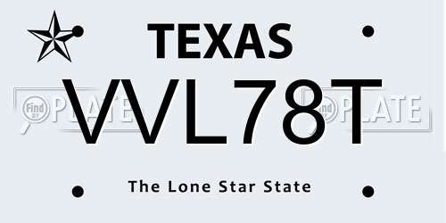 VVL78T Texas License Plate