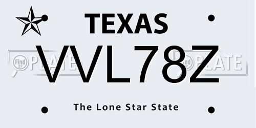 VVL78Z Texas License Plate