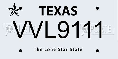 VVL9111 Texas License Plate
