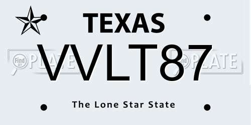 VVLT87 Texas License Plate