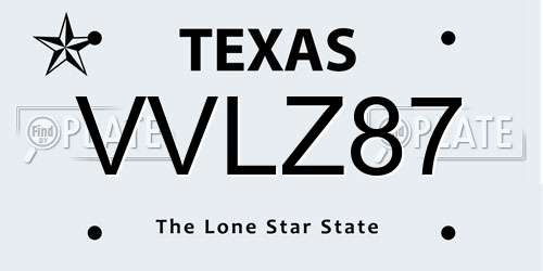 VVLZ87 Texas License Plate