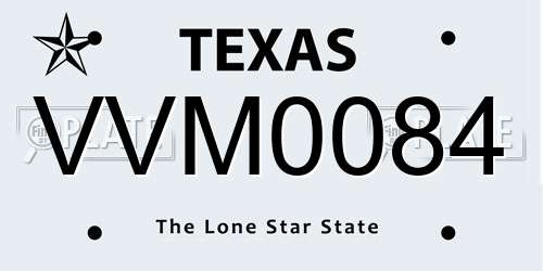 VVM0084 Texas License Plate