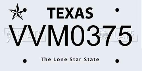 VVM0375 Texas License Plate