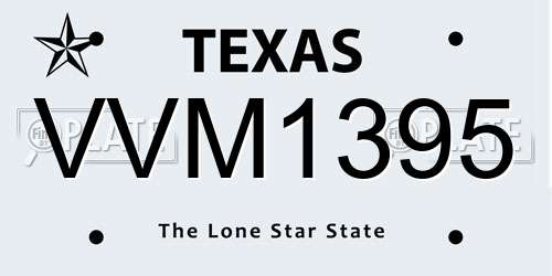 VVM1395 Texas License Plate