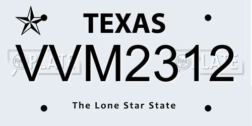 VVM2312 Texas License Plate