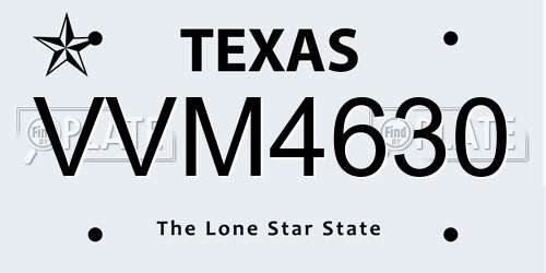 VVM4630 Texas License Plate