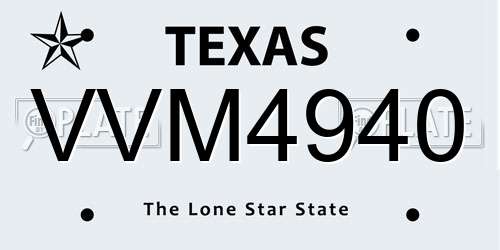 VVM4940 Texas License Plate