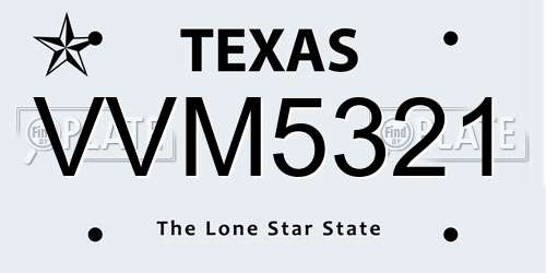 VVM5321 Texas License Plate